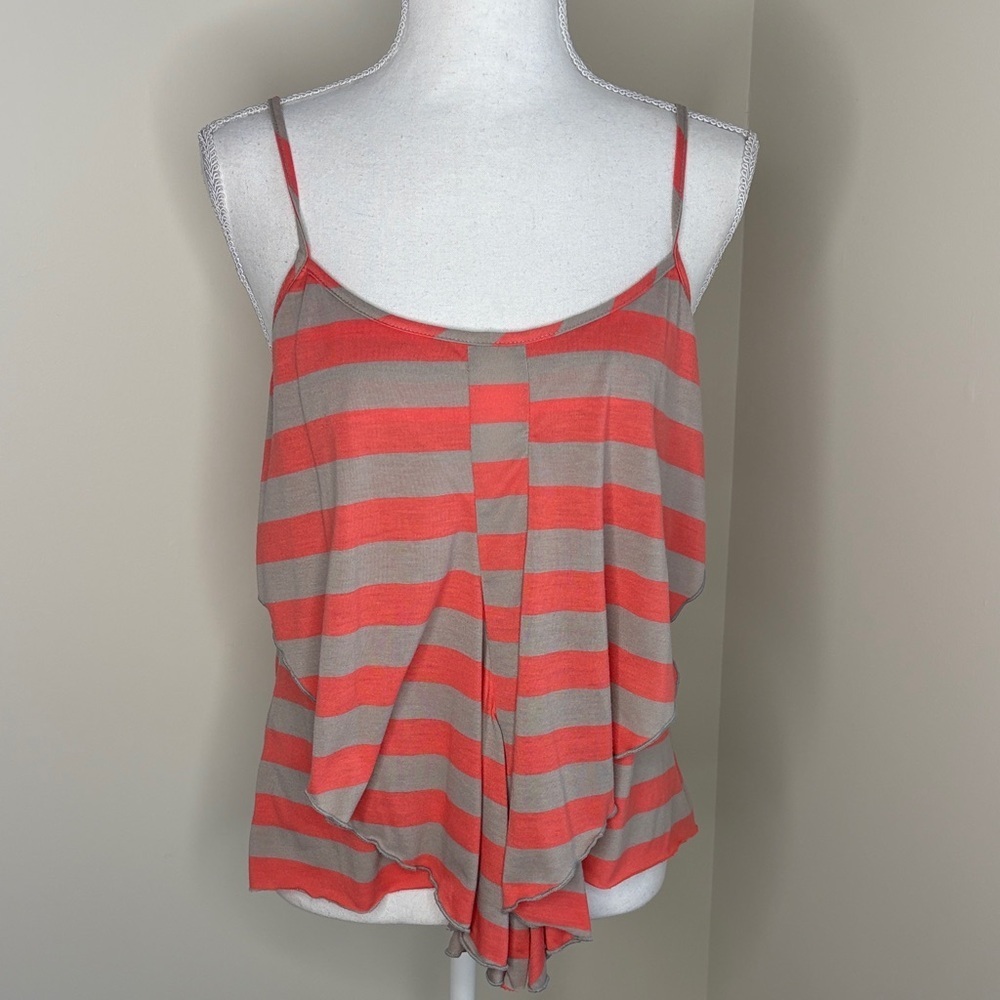 Xhilaration Coral and Gray Striped Camisole. Medium